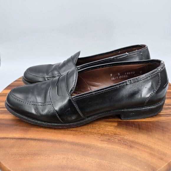 Allen Edmonds Ellington Loafers Men\'s 9 B Black Leather Full Strap Dress Shoes